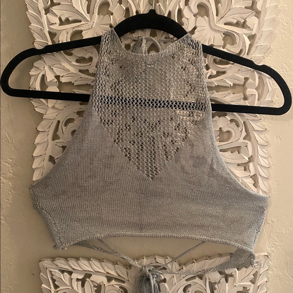 Metallic Knit Crop Top